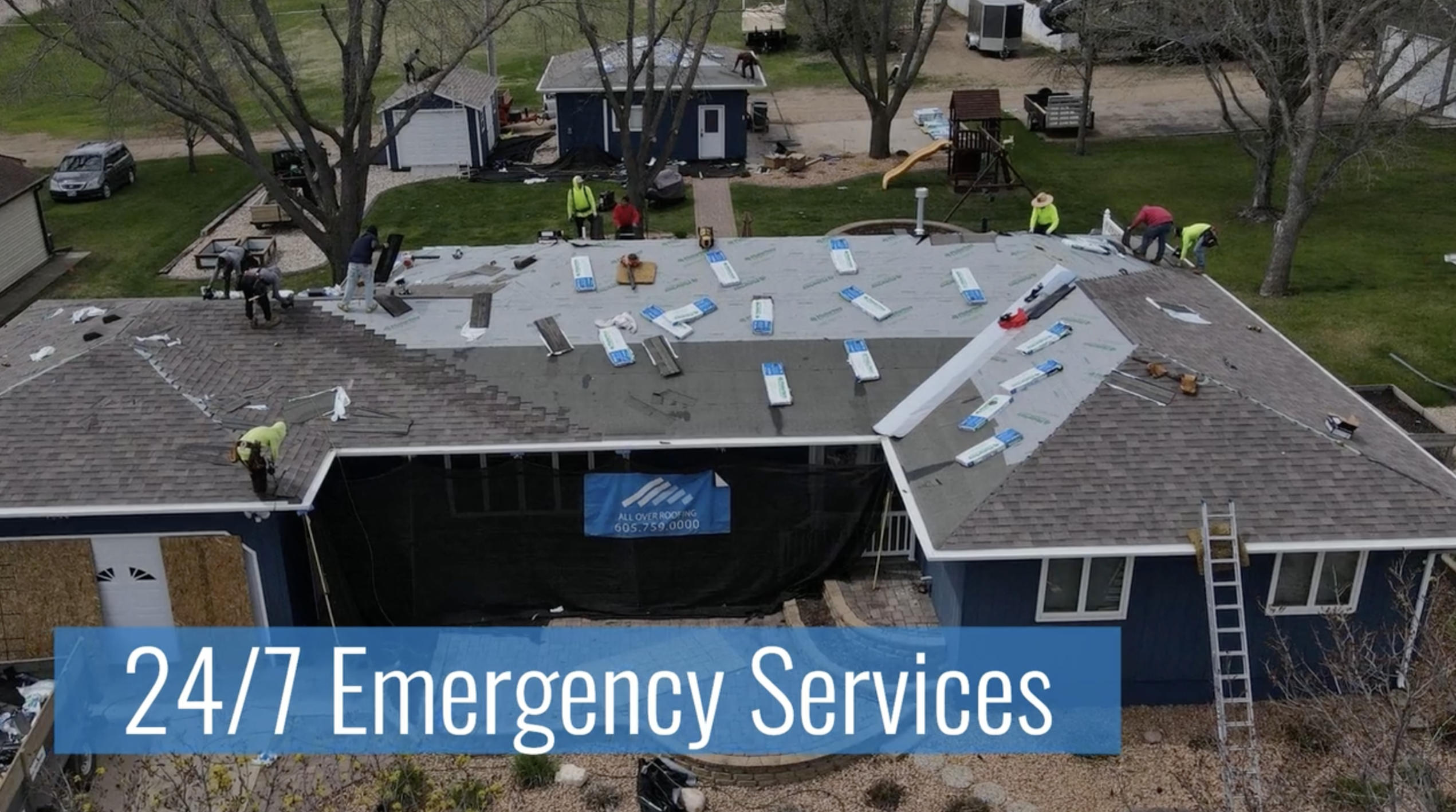 all over roofing video screen